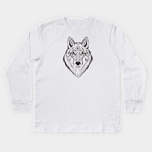 Viking mythology. Wolf Fenrir , helm of terror . Kids Long Sleeve T-Shirt